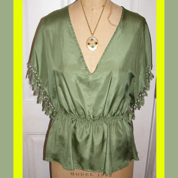 NWT See by Chloe green silk top M/L 8-10 44 euro - Picture 1 of 7